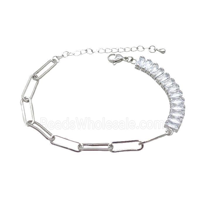 Copper Bracelets Pave Zircon Platinum Plated