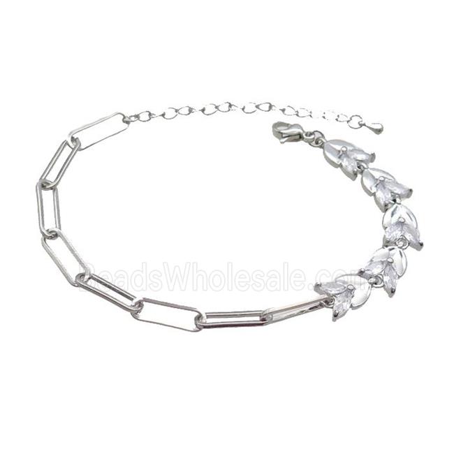 Copper Bracelets Pave Zircon Platinum Plated