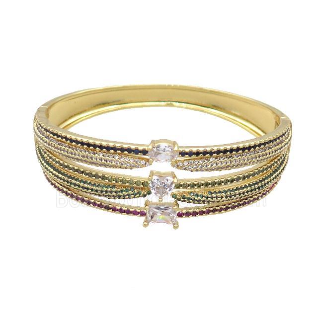 Copper Bangle Pave Zircon Gold Plated