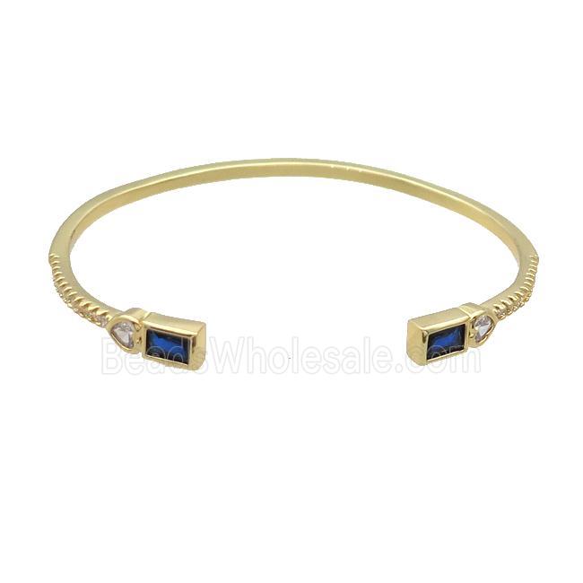 Copper Bangle Pave Zircon Blue Gold Plated