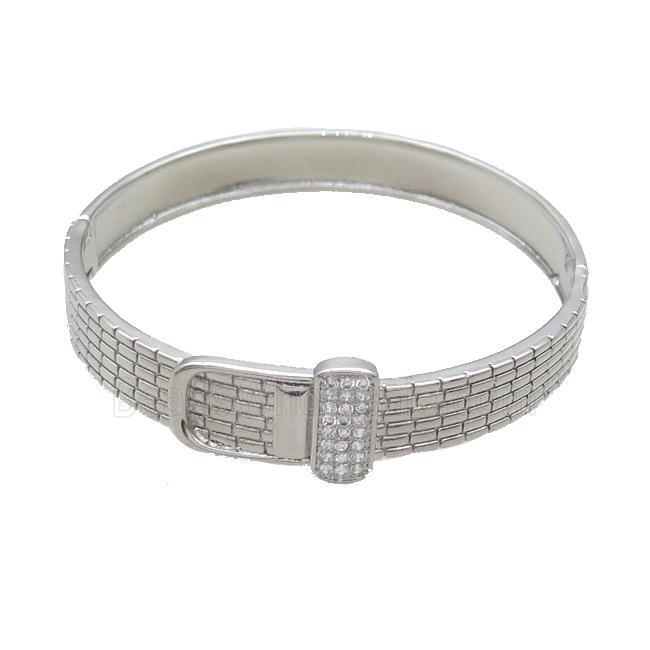 Copper Bangle Pave Zircon Platinum Plated