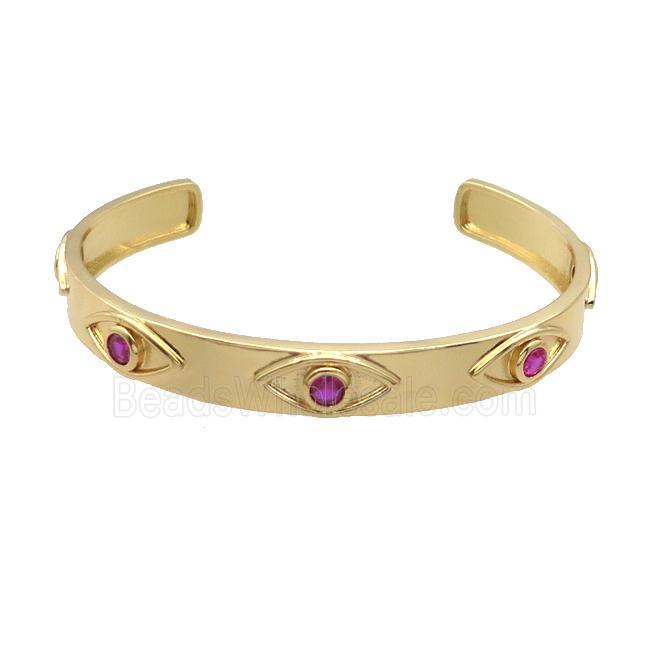 Copper Bangle Pave Zircon Gold Plated Eye