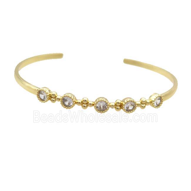 Copper Bangle Pave Zircon Gold Plated