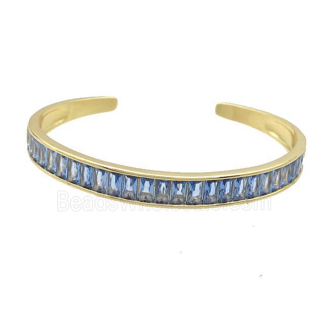 Copper Bangle Pave Blue Zircon Gold Plated