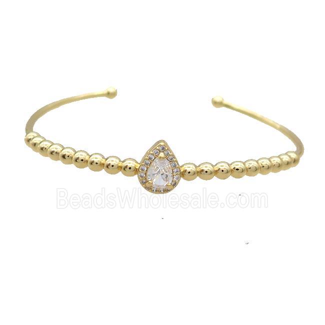 Copper Bangle Pave Clear Crystal Gold Plated