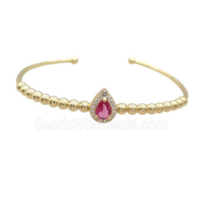 Copper Bangle Pave Red Crystal Gold Plated