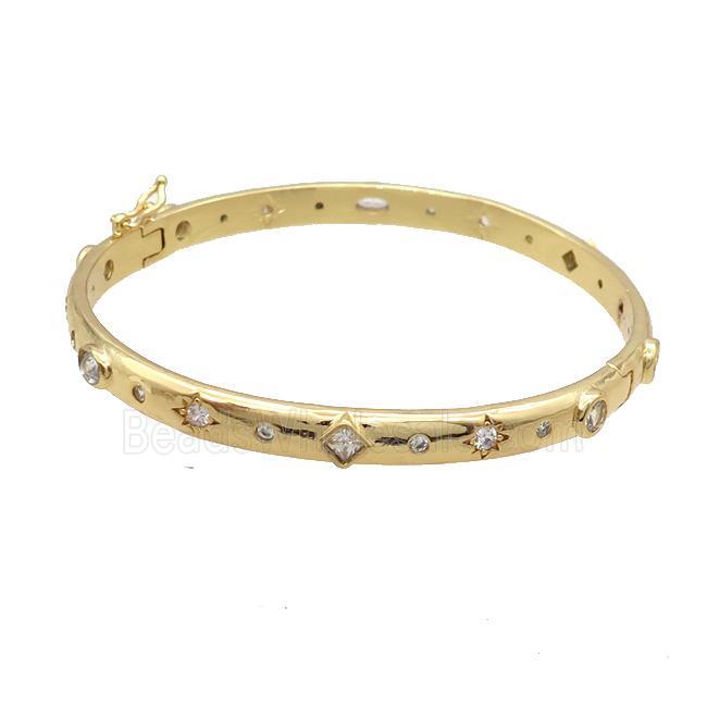 Copper Bangle Pave Zircon Gold Plated