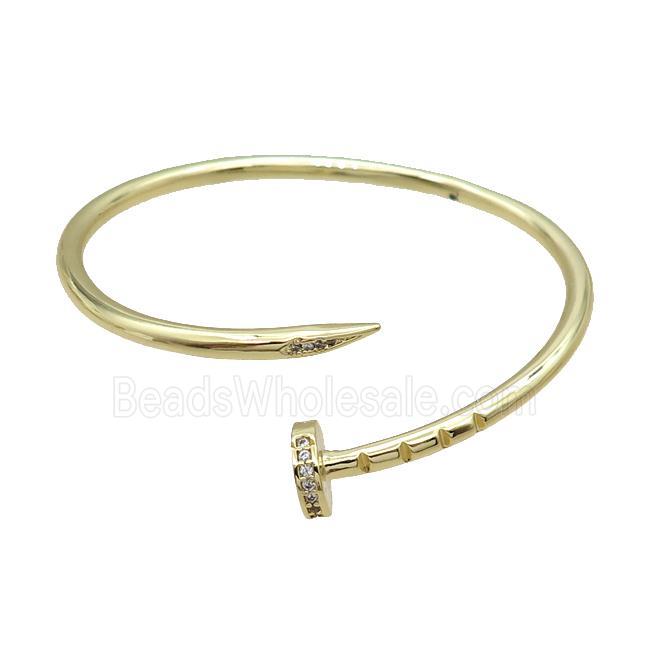 Copper Bangle Pave Zircon Gold Plated
