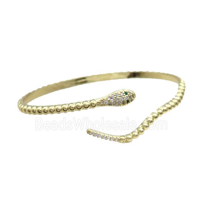 Copper Bangle Pave Zircon Snake Gold Plated