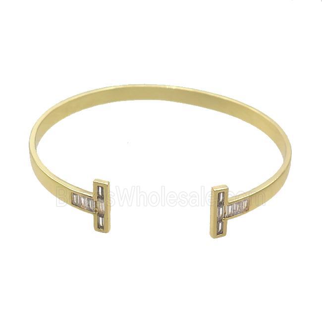 Copper Bangle Pave Zircon Gold Plated