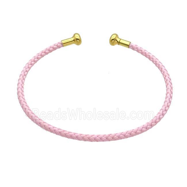 Copper Bangle Pink Nylon Wire Wrapped Gold Plated