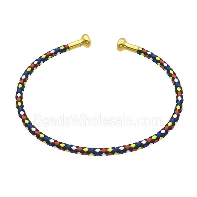 Copper Bangle Multicolor Nylon Wire Wrapped Gold Plated