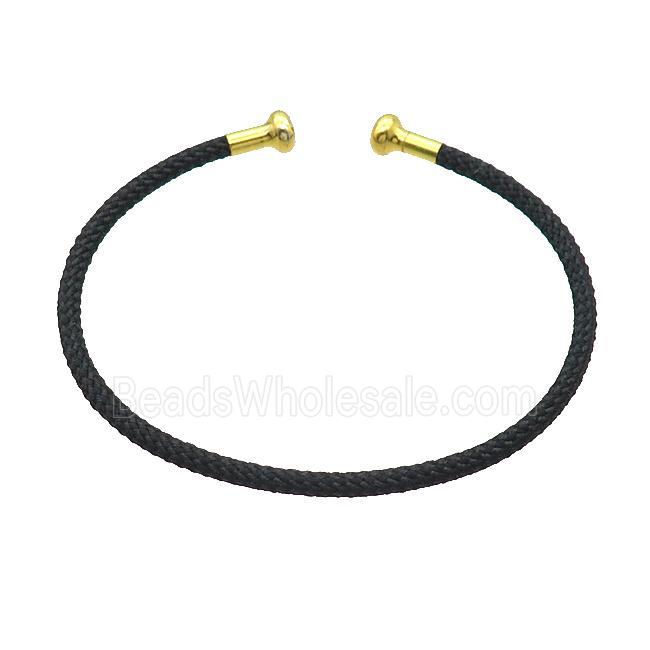 Copper Bangle Black Nylon Wire Wrapped Gold Plated