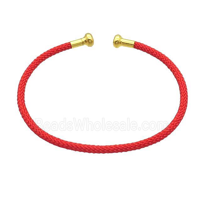 Copper Bangle Red Nylon Wire Wrapped Gold Plated
