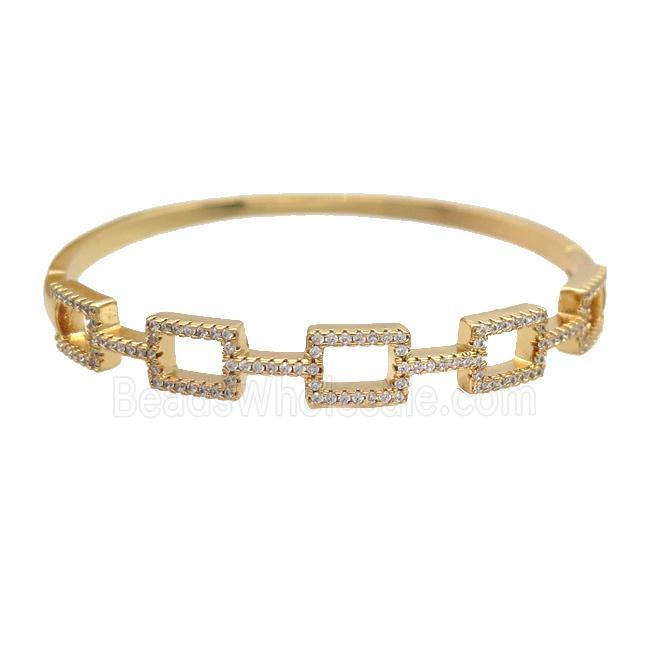 Copper Bangle Pave Zircon Gold Plated