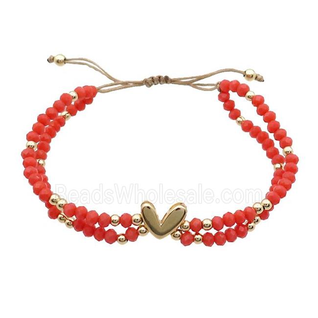 Crystal Glass Bracelet Red Adjustable