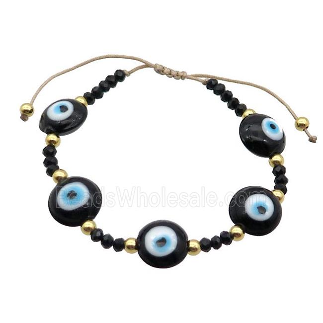 Black Lampwork Bracelet Evil Eye Copper Adjustable