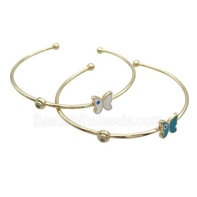Copper Bangle Butterfly Enamel Gold Plated Mixed