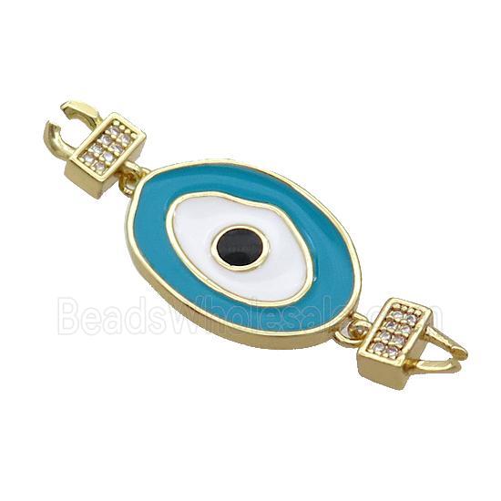 Copper Connectore Pave Zircon Teal Enamel Eye Gold Plated