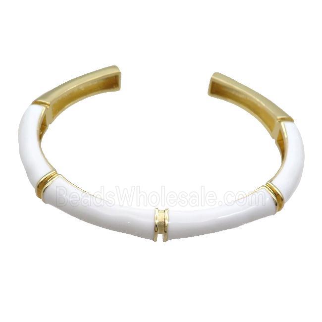 Copper Bangle White Enamel Gold Plated