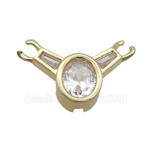 Copper Pendant Pave Clear Crystal Glass Gold Plated