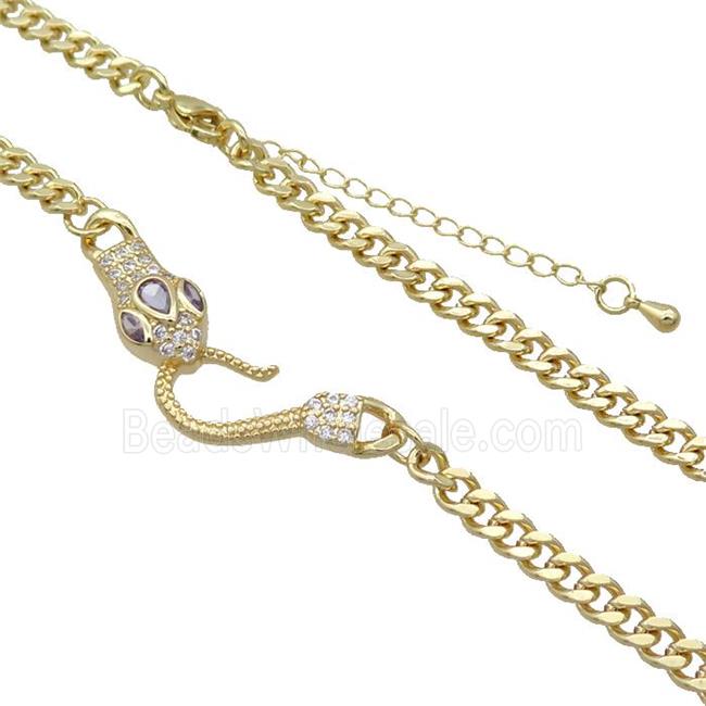 Copper Necklace Chain Snake Gold Plated