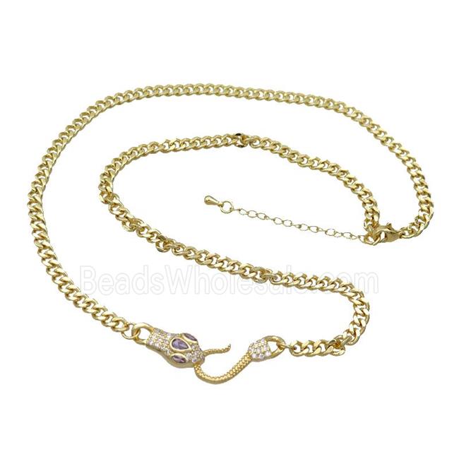 Copper Necklace Chain Snake Gold Plated
