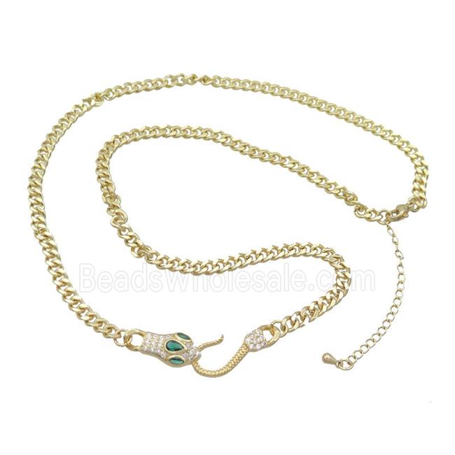 Copper Necklace Chain Snake Gold Plated