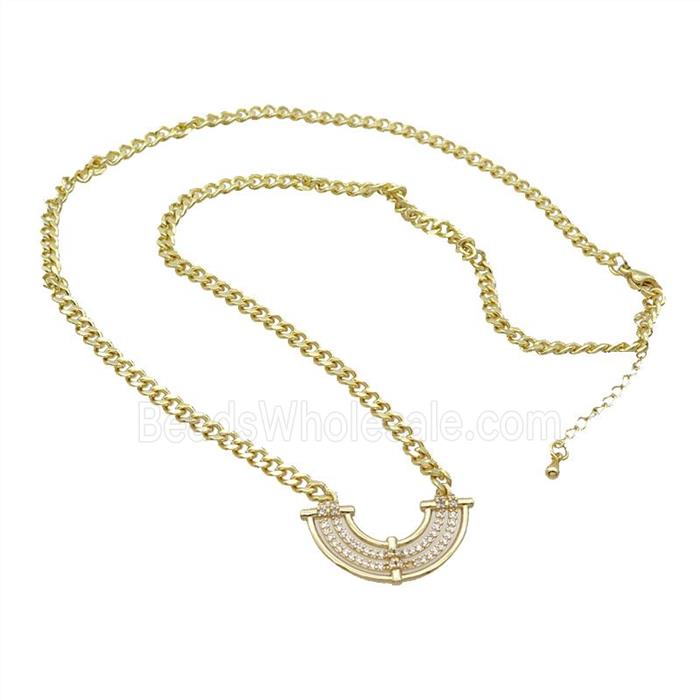 Copper Necklace Rainbow Pave Zircon Gold Plated