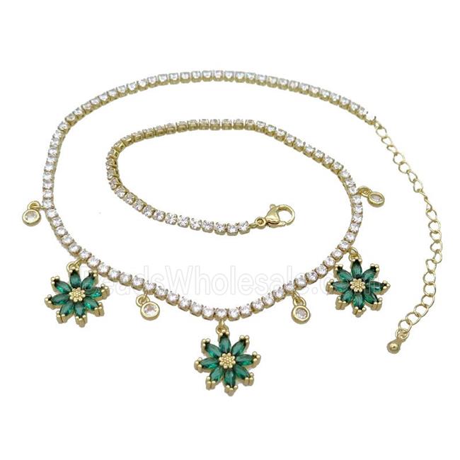 Copper Necklace Pave Crystal Glass Snowflake Gold Plated