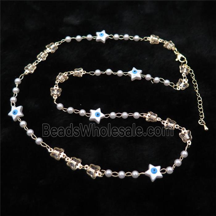 Copper Necklace Chain With Star Eye Parlized Plastic Gold Plated
