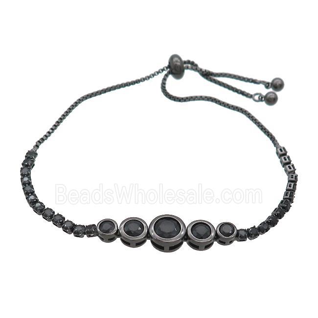 Copper Bracelets Pave Black Zircon Adjustable Black Plated