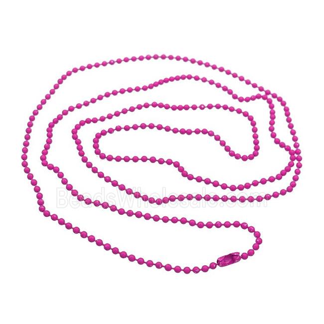 Copper Ball Chains For Necklace Fachsia Lacquered