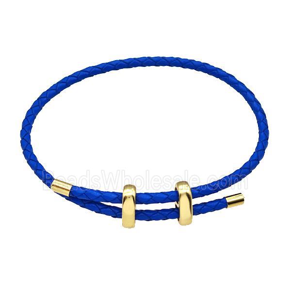 Skyblue Leather Bracelet Adjustable