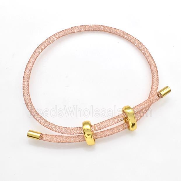 Copper Mesh Bracelet With Crystal Glass Adjustable Rose Gold