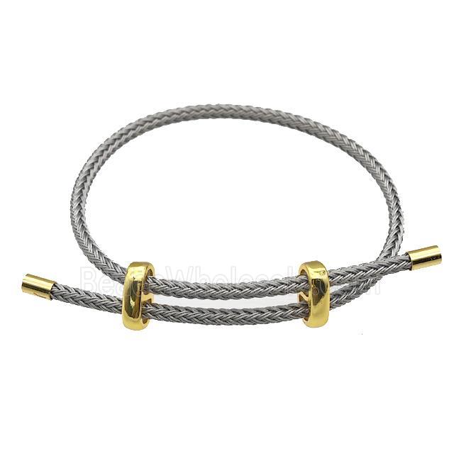 Gray Tiger Tail Steel Bracelet Adjustable