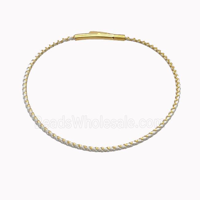 White Nylon Cord Bracelet With Stainless Steel Clasp