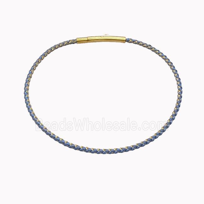 Blue Nylon Cord Bracelet With Stainless Steel Clasp