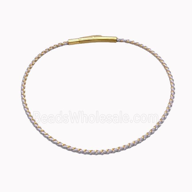 Gray Nylon Cord Bracelet With Stainless Steel Clasp