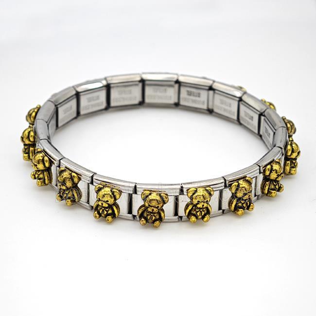 Stainless Steel Module Bracelet Bear