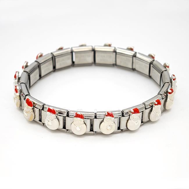 Stainless Steel Module Bracelet Santa Claus White Enamel