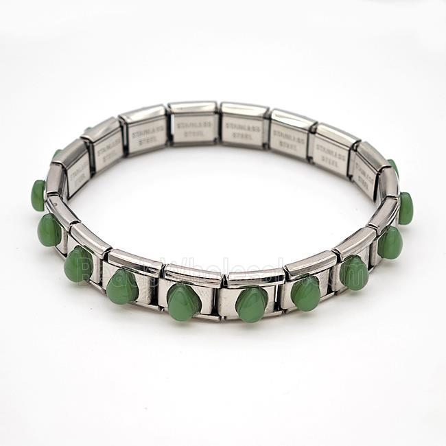 Raw Stainless Steel Module Bracelet Pave Resin
