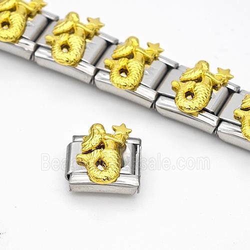 Raw Stainless Steel Module Bracelet Pave Alloy Mermaid