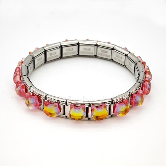 Raw Stainless Steel Module Bracelet Pave Acrylic