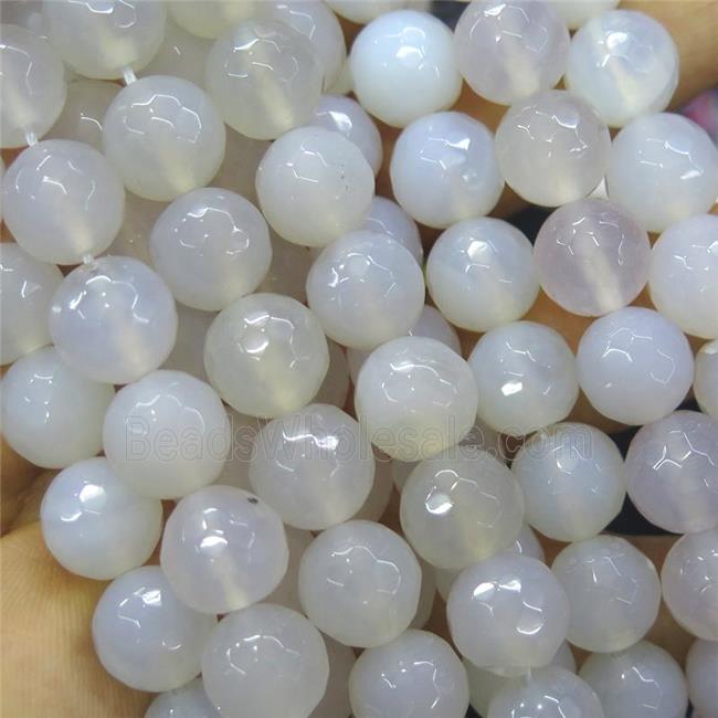 white Agate Beads, faceted round