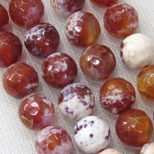 red Fire Agate Beads, faceted round