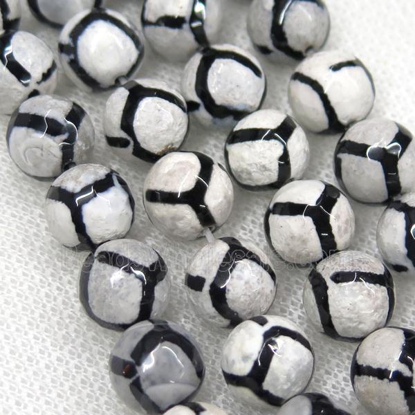 faceted round Tibetan Agate Beads, football