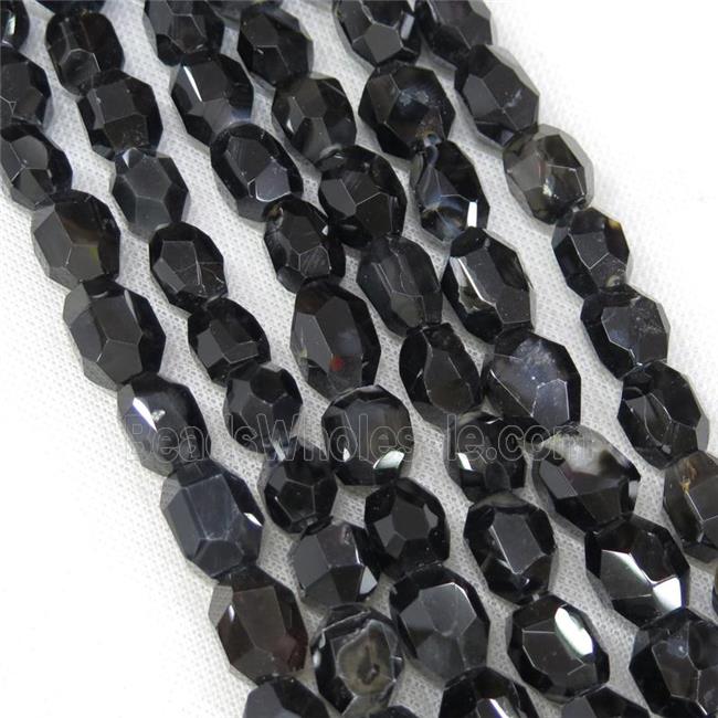 natural black Agate nugget beads, freeform