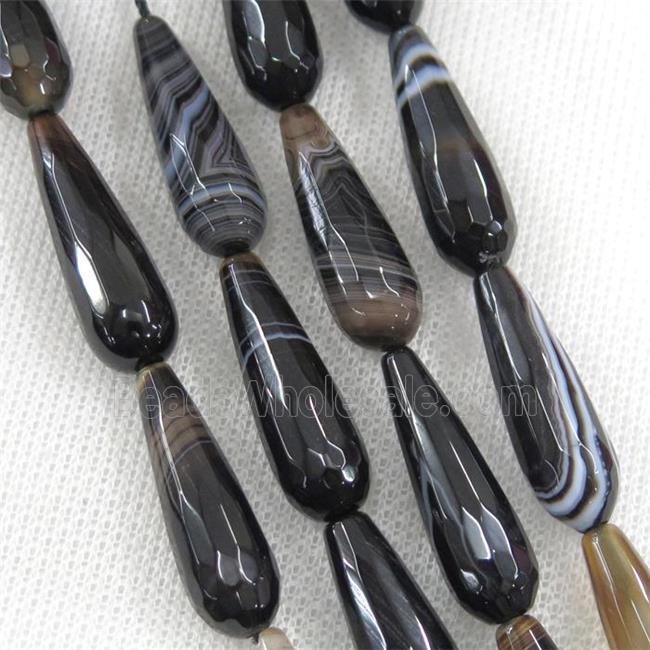 black stripe Agate beads, faceted teardrop