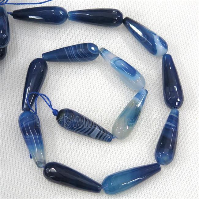 blue stripe Agate beads, faceted teardrop